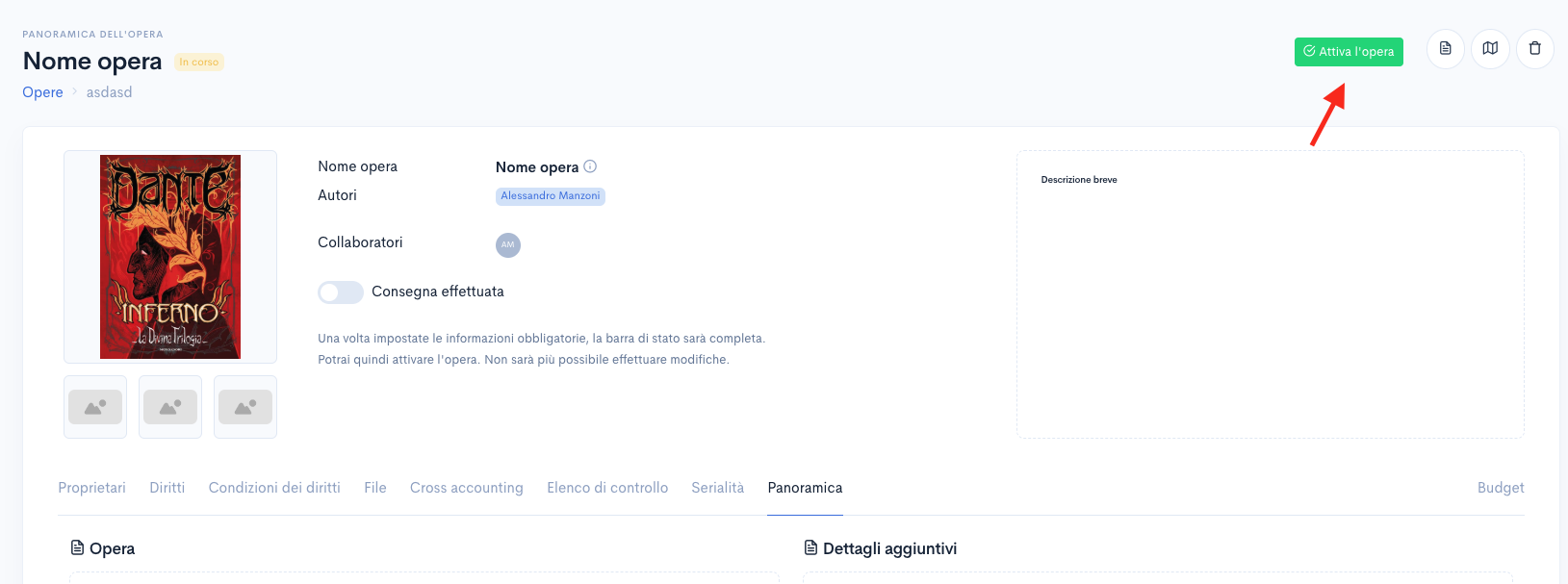 Attivazione opera